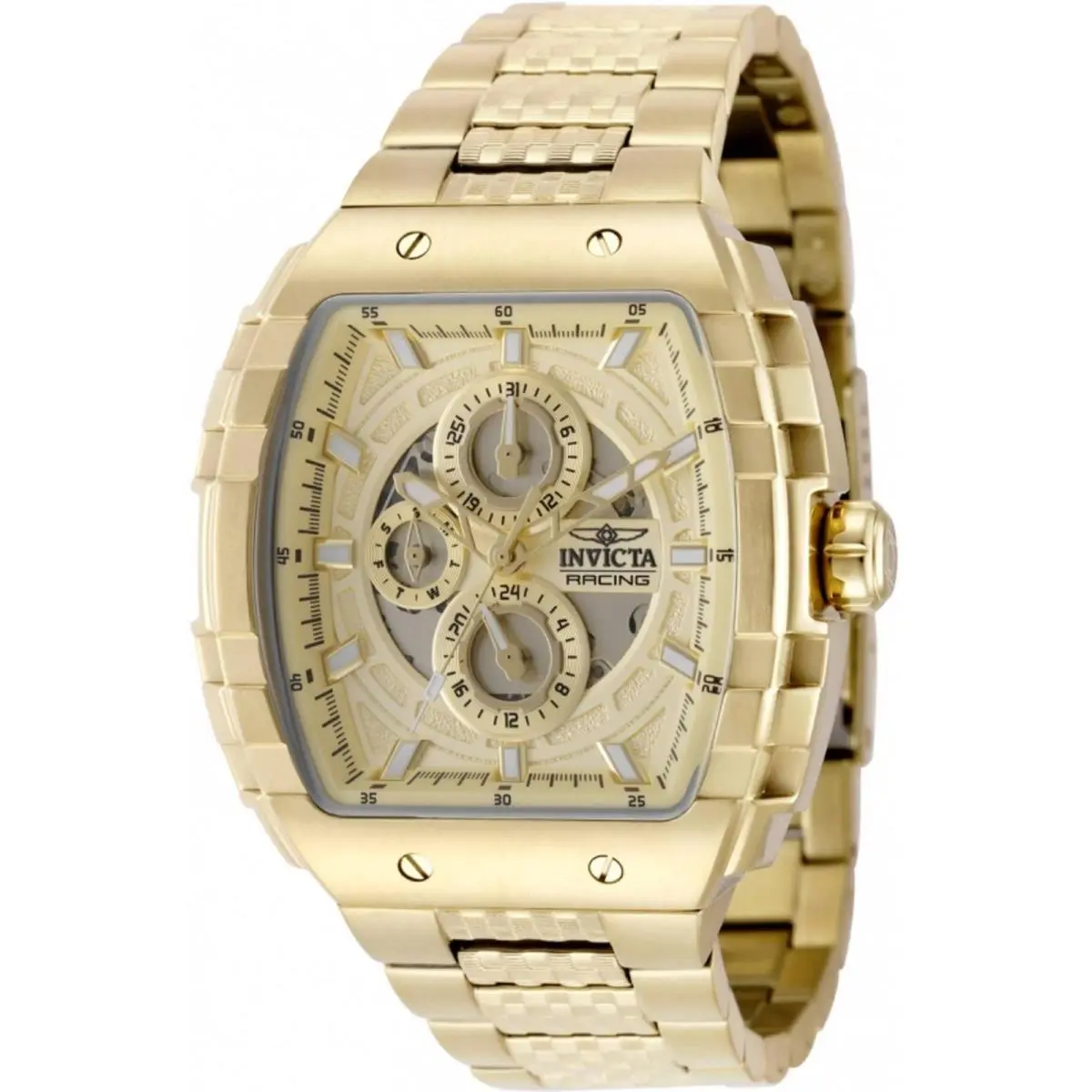 Invicta Men`s Watch S1 Rally Quartz Day-date Yellow Gold Steel Bracelet 50237 - Dial: Gold, Band: Yellow