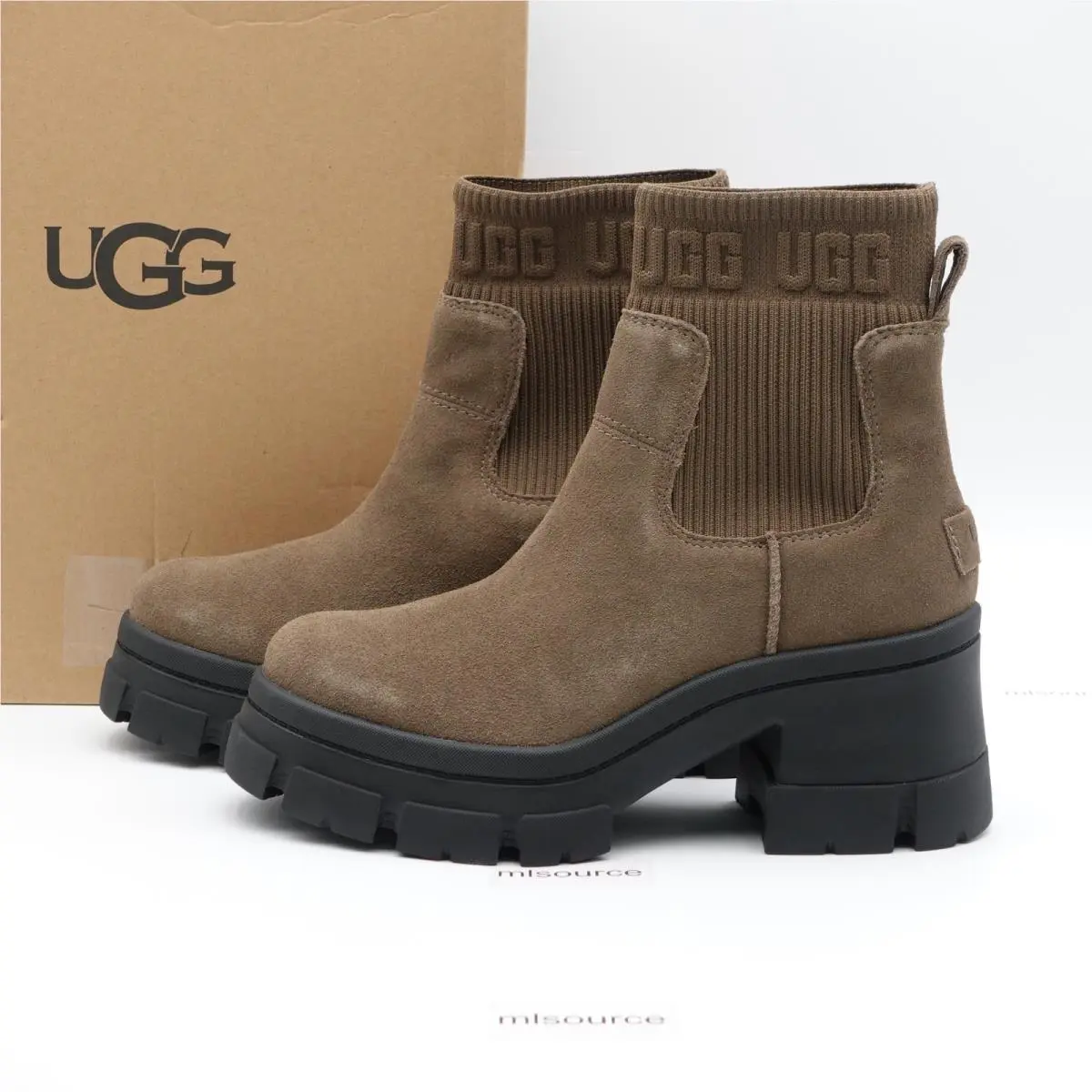 Size 8.5 Women`s Ugg Brooklyn Platform Suede Chelsea Boots 1143851 Hickory