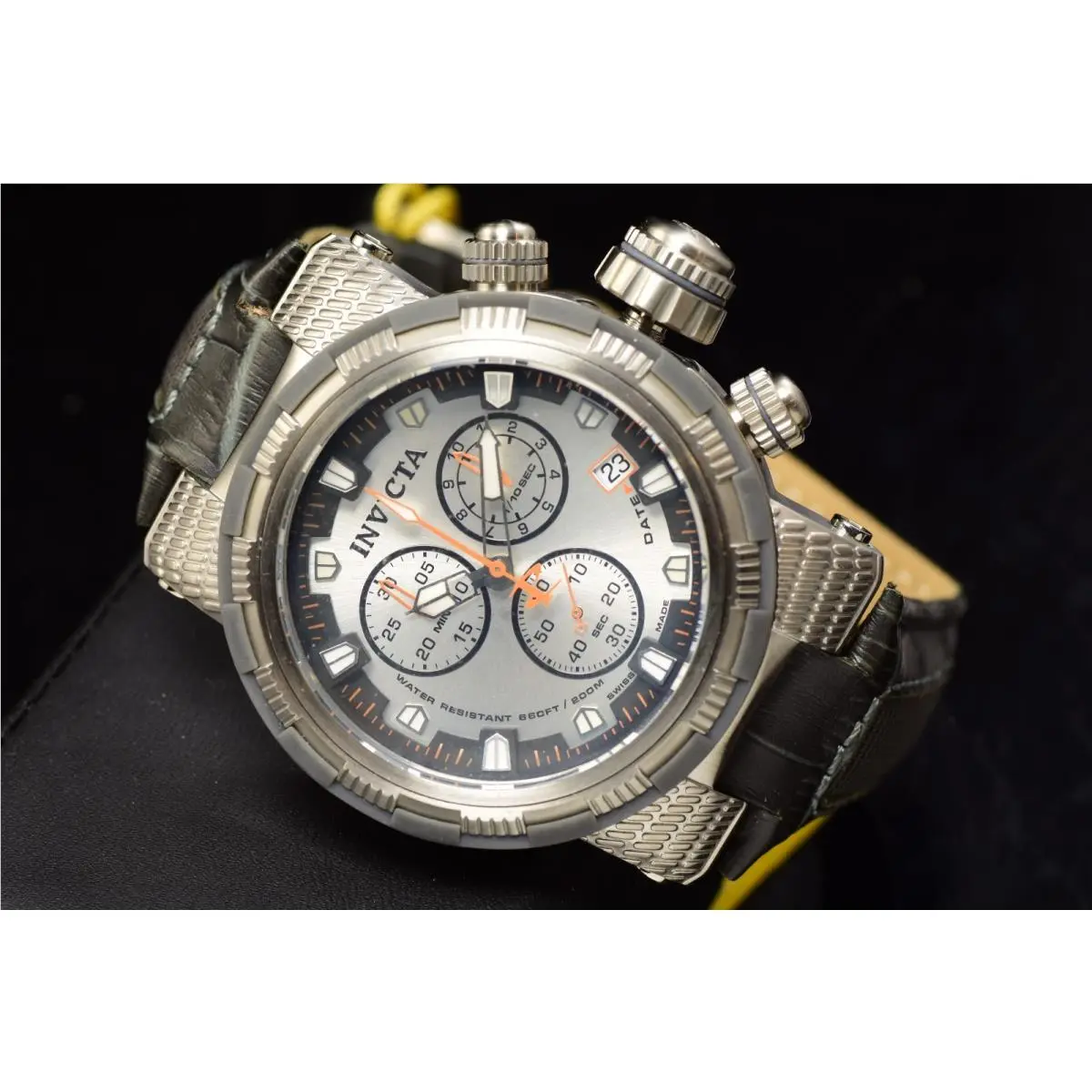 Invicta Reserve 48MM Chronograph Swiss Made Silver Dial Men`s Gray SS Watch