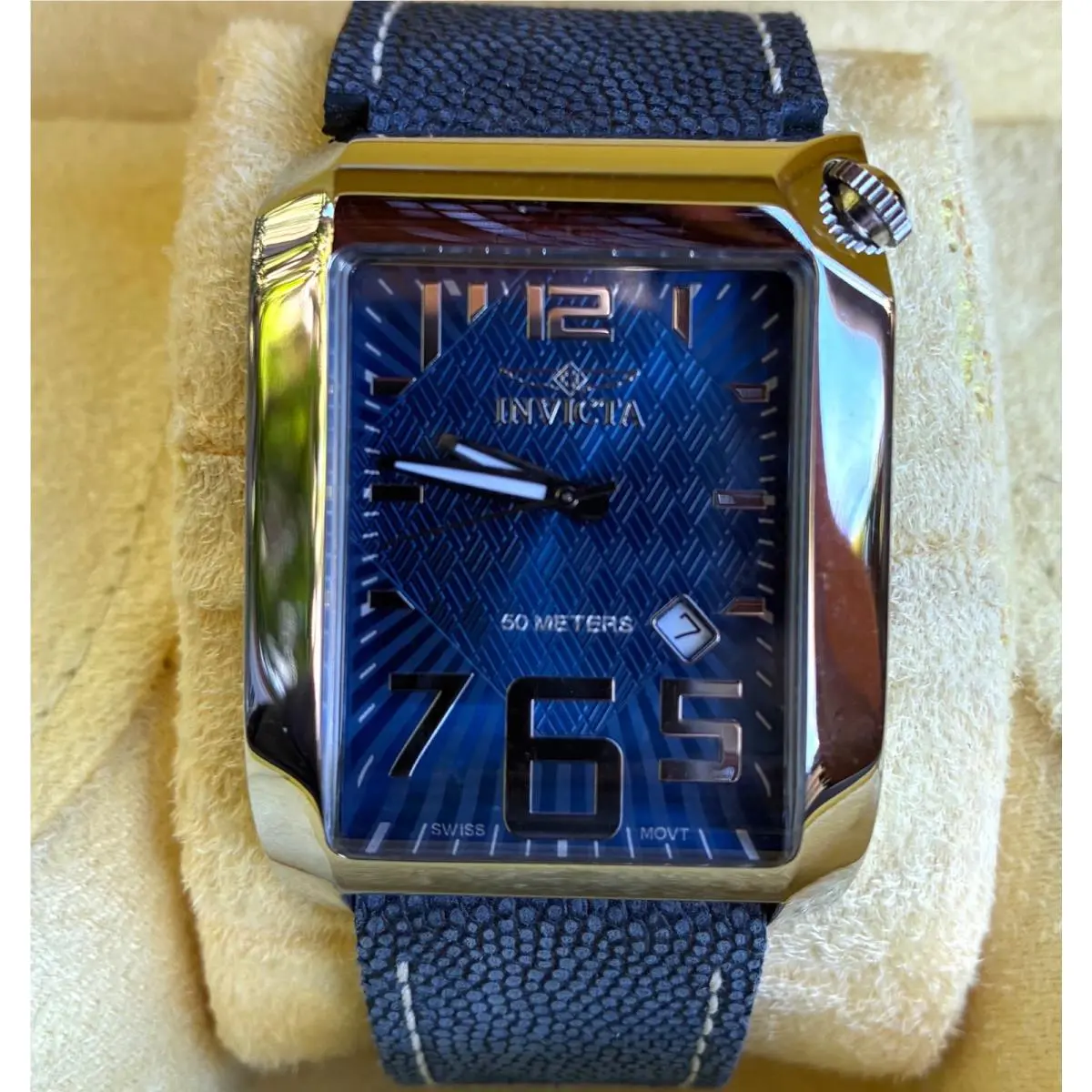 Invicta Men`s 2738 Vintage Collection Watch - Rectangular Face Blue Leather