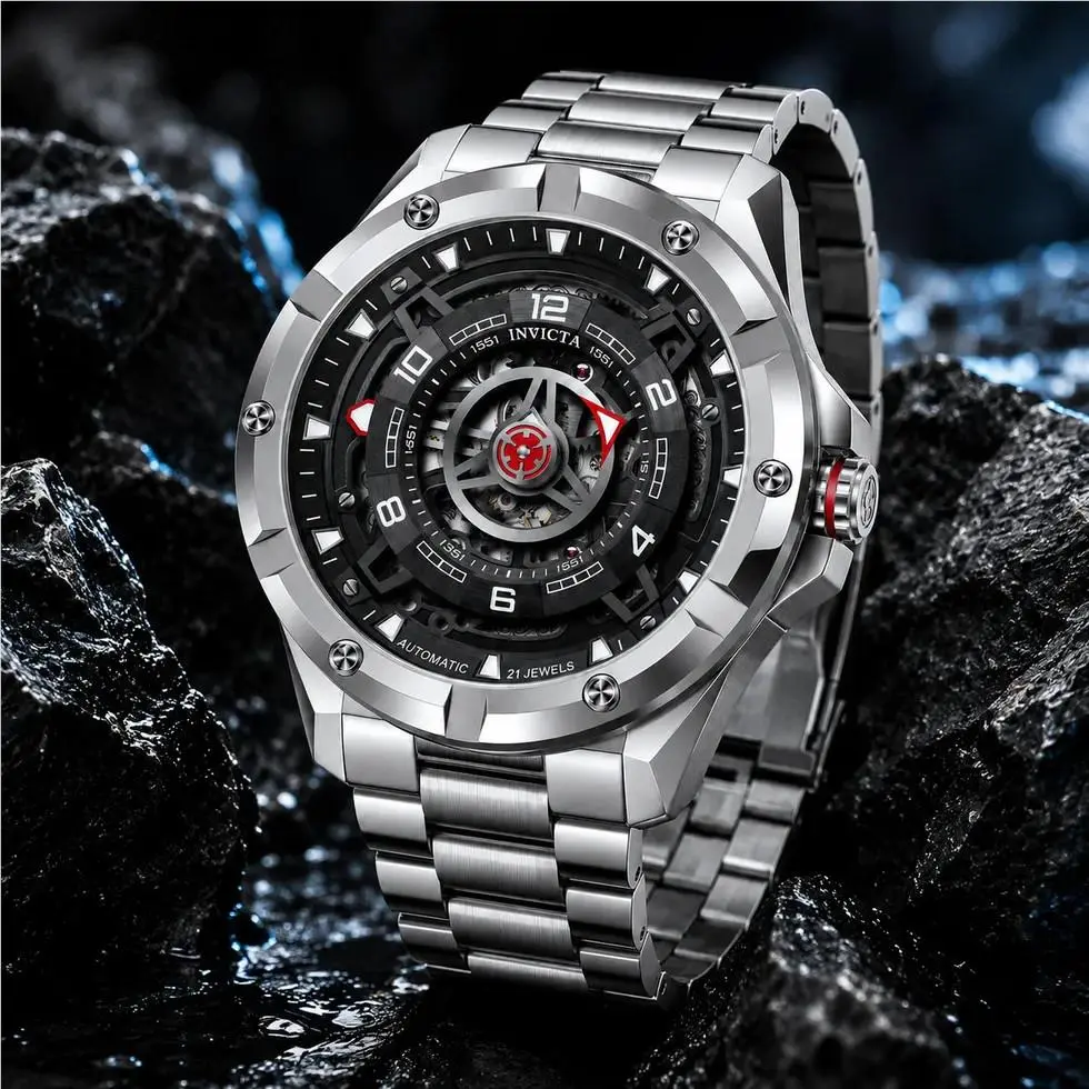 Invicta Racing Interpoint Men`s Automatic Watch 43.5mm Steel/black 70082