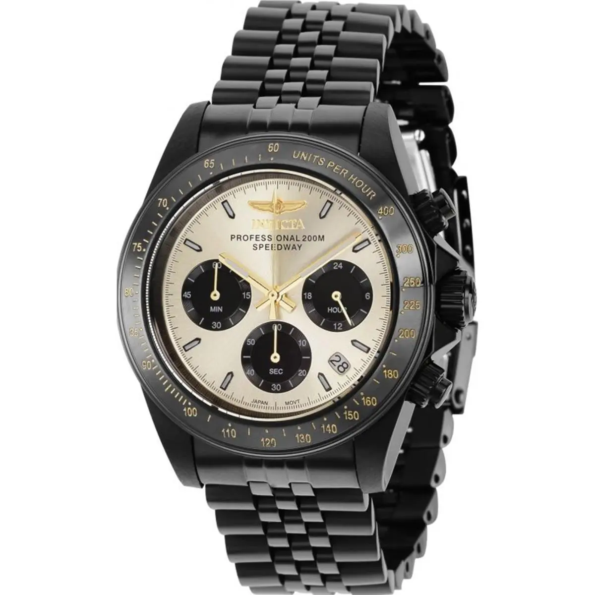 Invicta Men`s 36738 Speedway Quartz Chronograph Gold Black Dial Watch