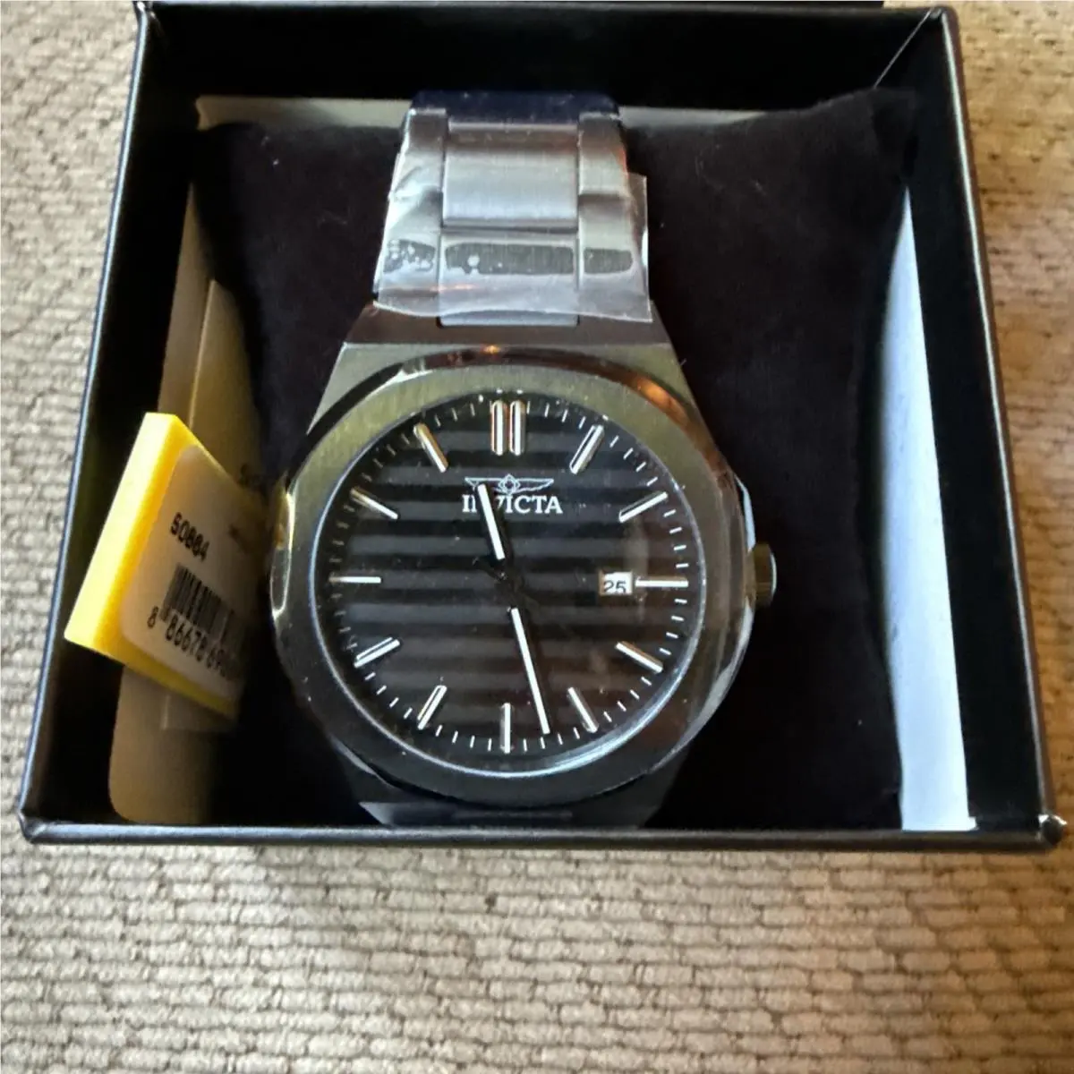 Invicta Speedway Linearis Men`s Watch 43mm Black Dial Mineral Crystals 50864