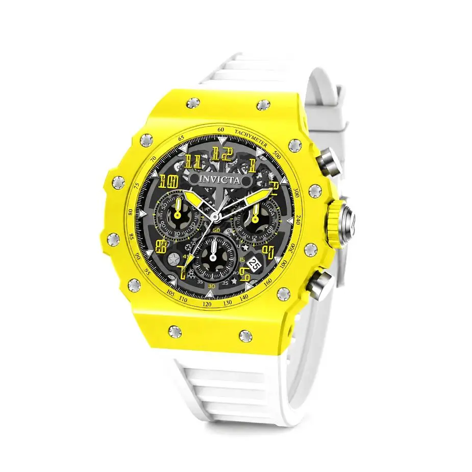 Invicta Racing Vaulthan 69686 Men`s Watch Yellow Silicone Chronograph 44mm