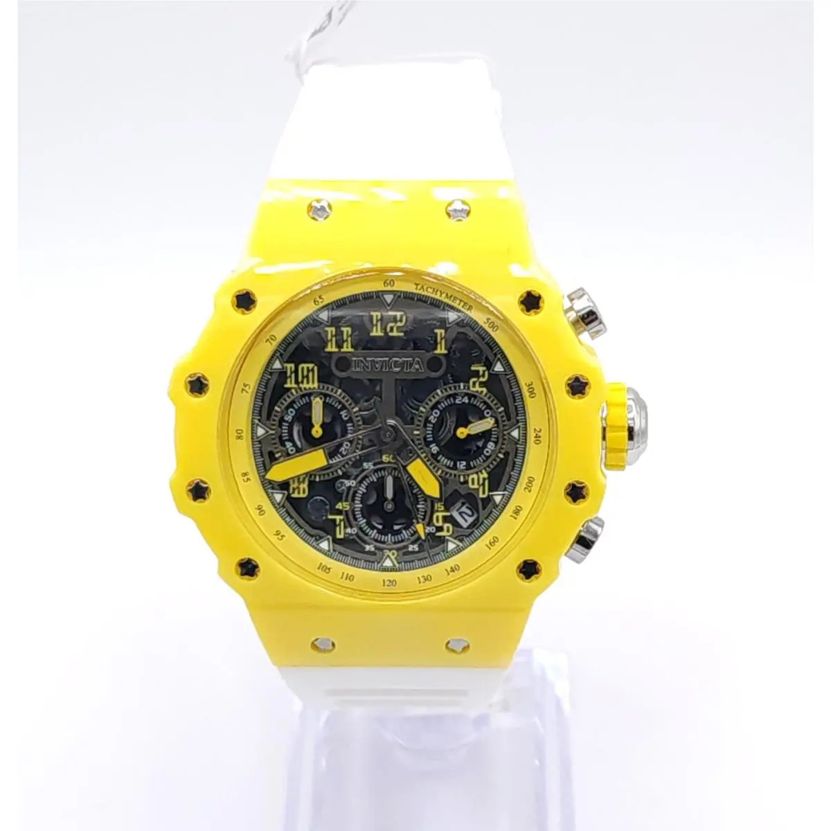 Invicta Racing Vaulthan 69686 Men`s Watch Yellow Silicone Chronograph 44mm