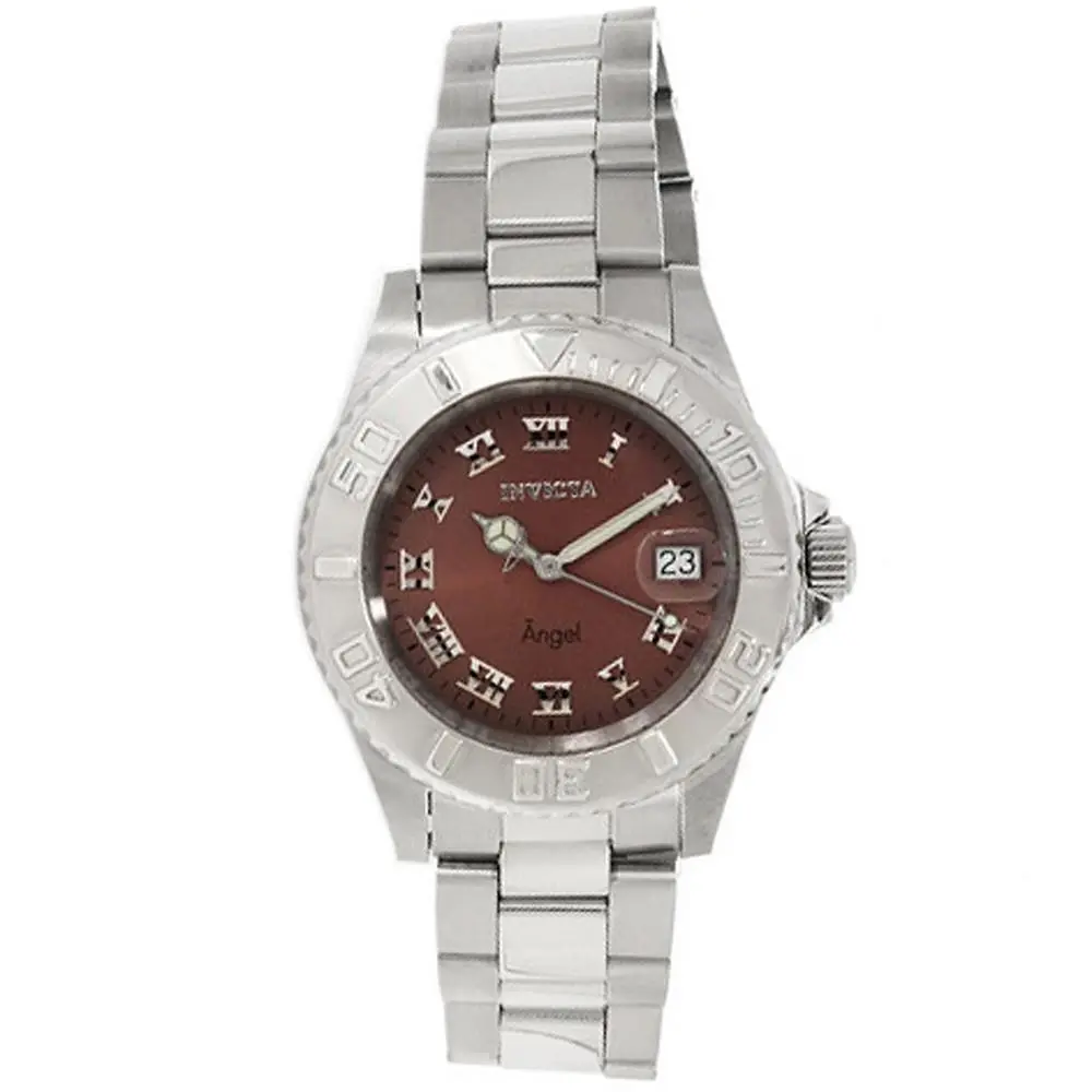 Invicta 14362 Womens Angel Brown Dial Stainless Steel Bracelet Quartz Watch - Band: Silver