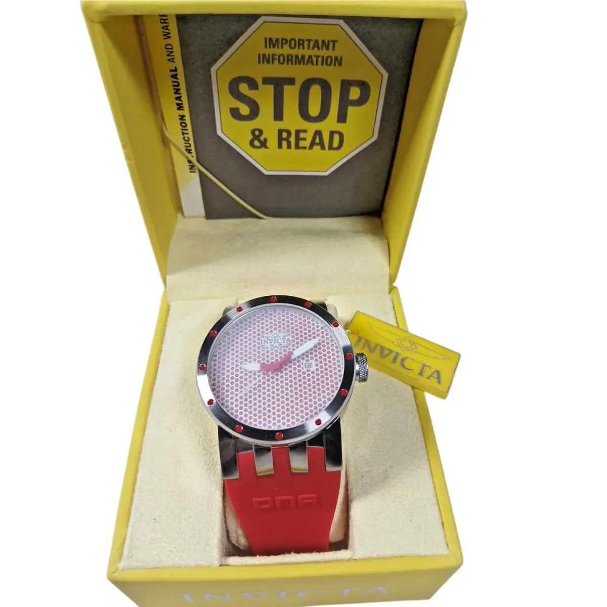 Invicta Dna Mesh Red Silicone Band Quartz 40mm Watch Mod 10419 Needs Battery