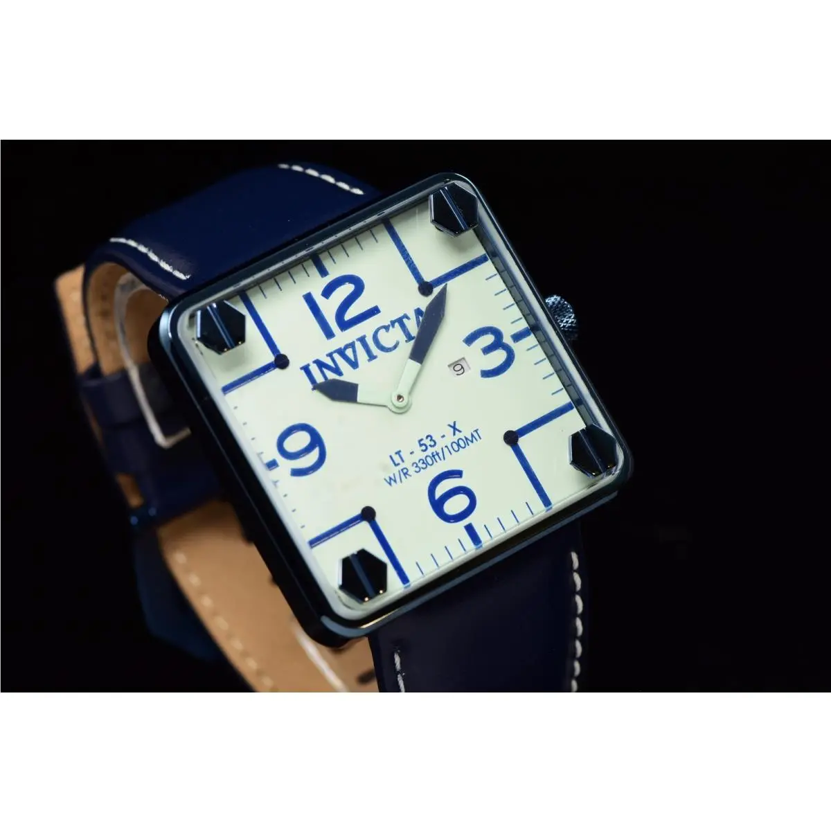 Invicta Mens Speedway 45mm Dial Quartz Dark Blue Swiss Quartz Unique Square Watc