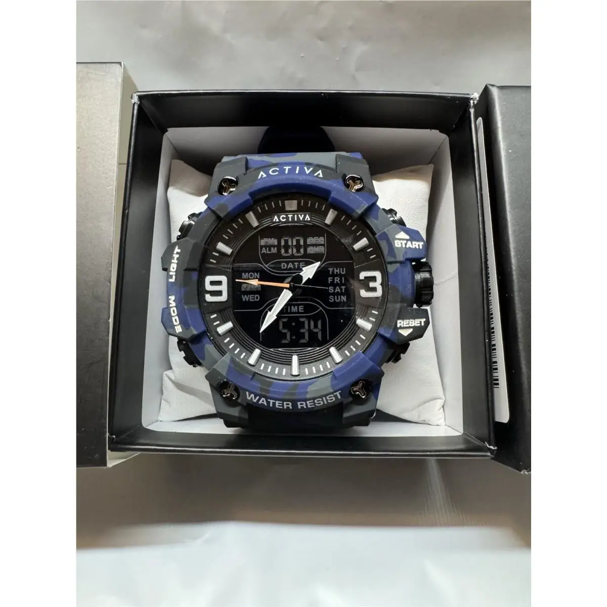 Activa x Invicta Men’s Dual Time Digital Watch 53mm Blue Camo ACW8049MC-004