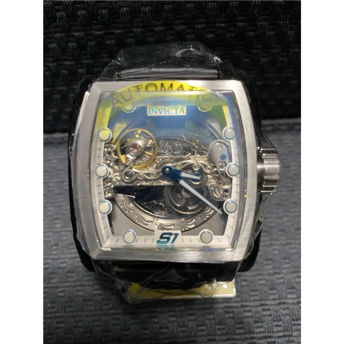 Invicta 48mm S1 Rally Automatic Ghost Bridge Leather Strap Watch Model 45993