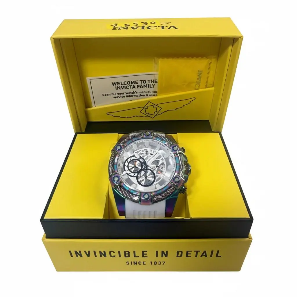 25330 Invicta Bolt Iridescent Case Mop Dial Steel 52mm Chronograph Mens Watch