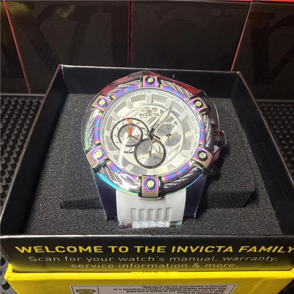 Invicta Men`s Bolt Quartz Chrono 52MM White Dial Iridescent Steel Watch 25530