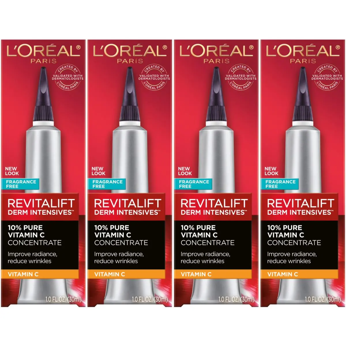 L`oreal Paris Revitalift Pure Vitamin C Concentrate Serum 1 fl oz 4 Pack