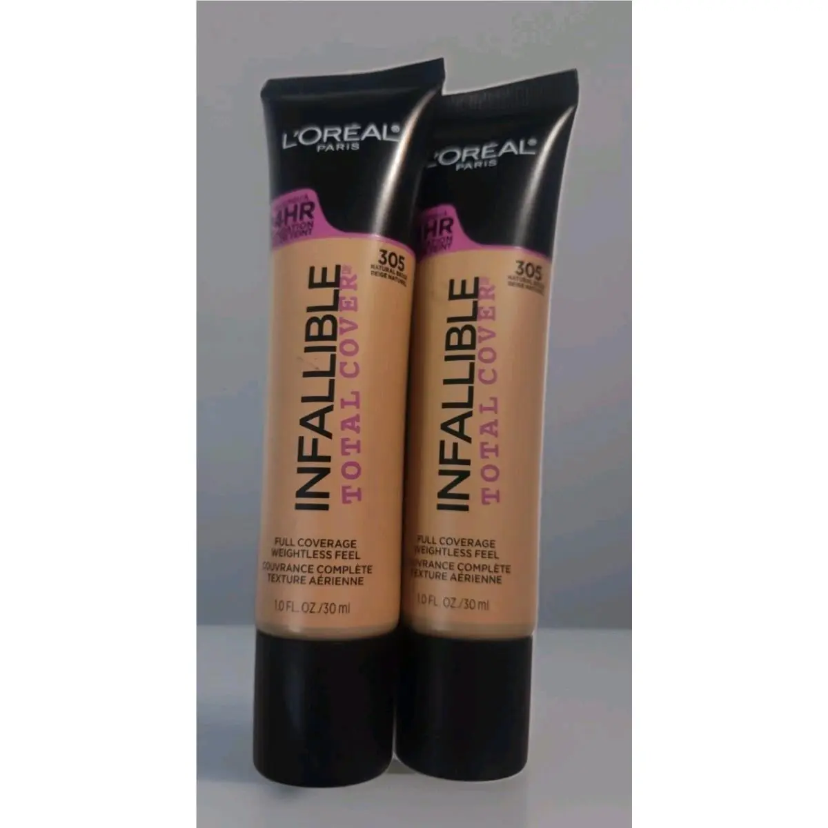 2 Pack L`oreal 305 Natural Beige Infallible 24 HR Total Cover Loreal