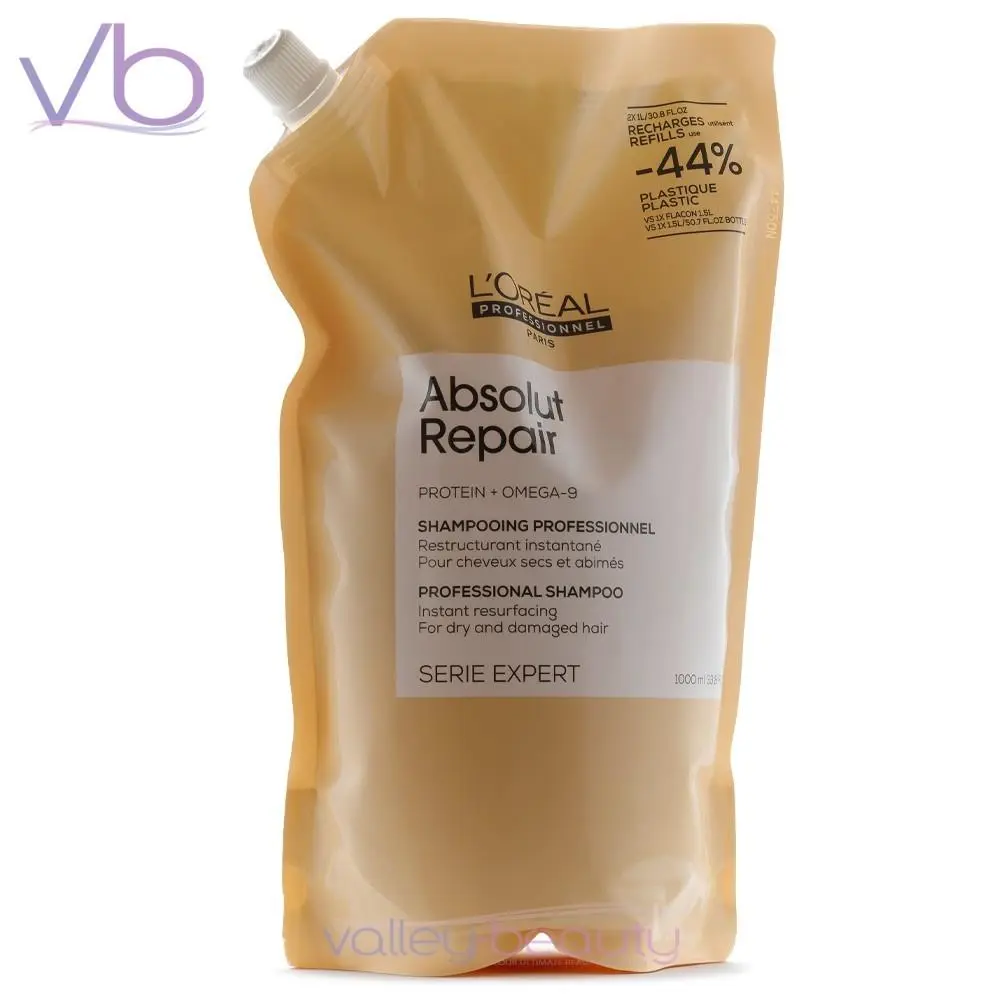 L`oreal Absolut Repair Protein + Gold Quinoa Shampoo Refill Pouch 1000ml by L'Oréal