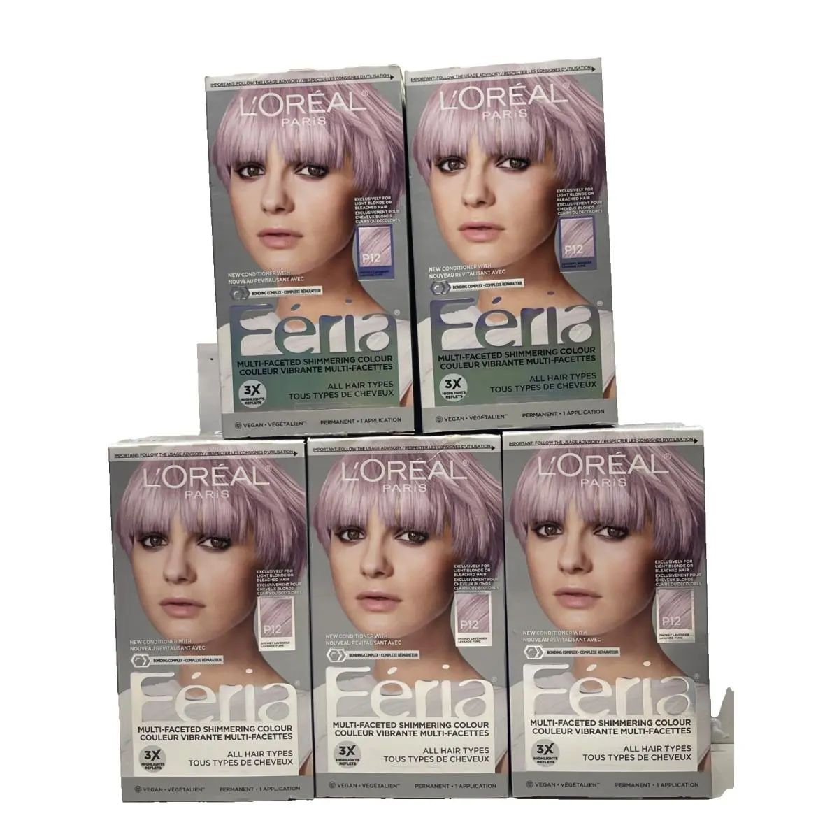 5 x L`oreal Paris Feria Pastels Hair Color P12 Smokey Lavender Dusk
