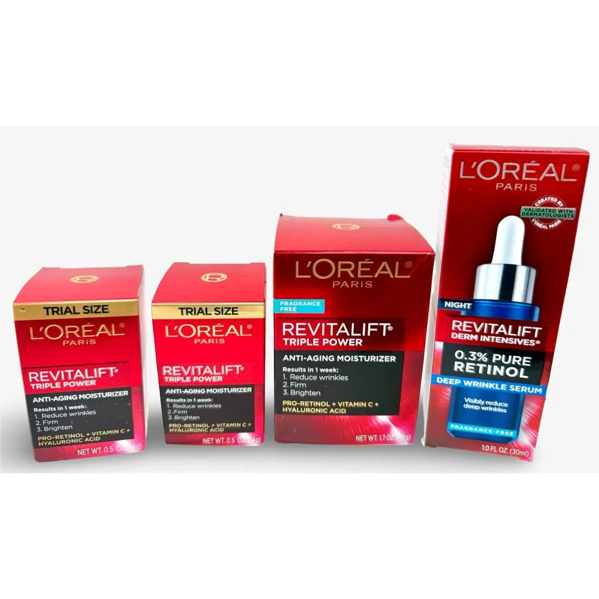 L`oreal Revitalift Derm Intensives Retinol Night Serum + Moisturizer + 2 Trial