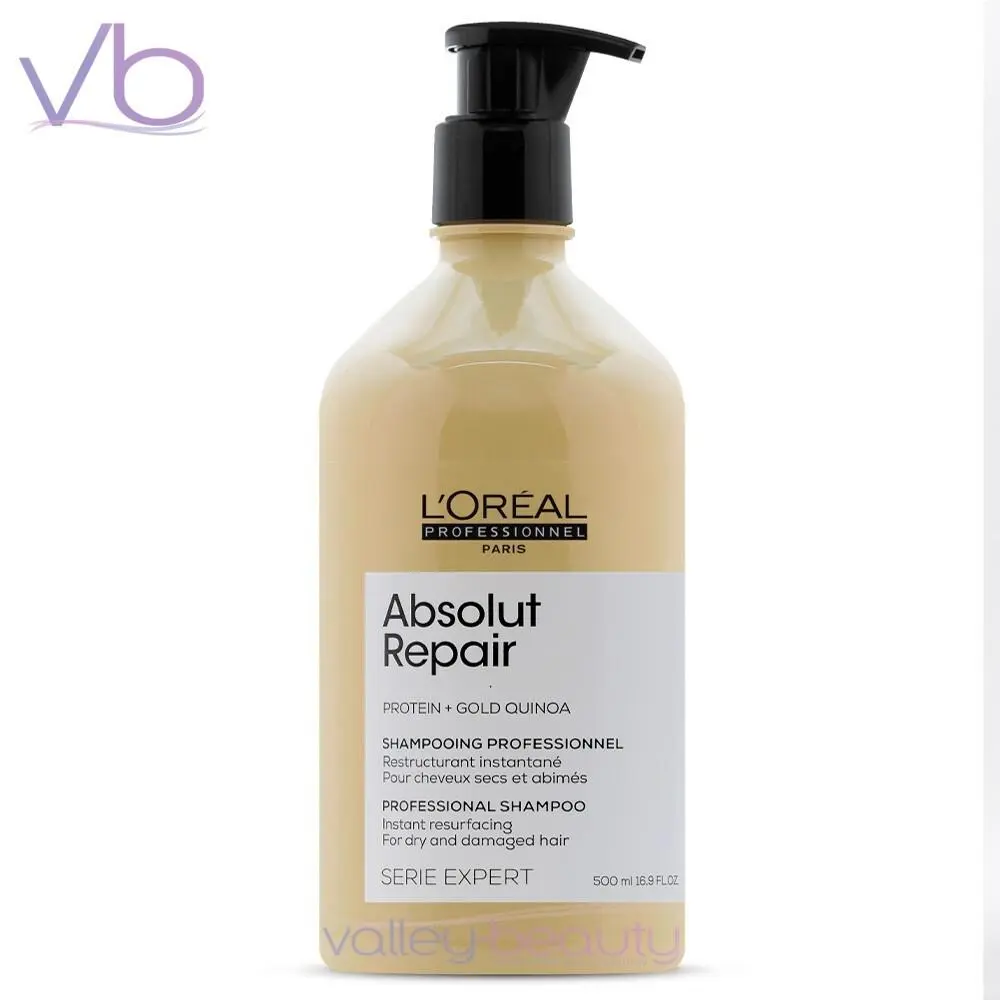 L`oreal Absolut Repair Protein + Gold Quinoa Shampoo Dry Damaged Hair 500ml