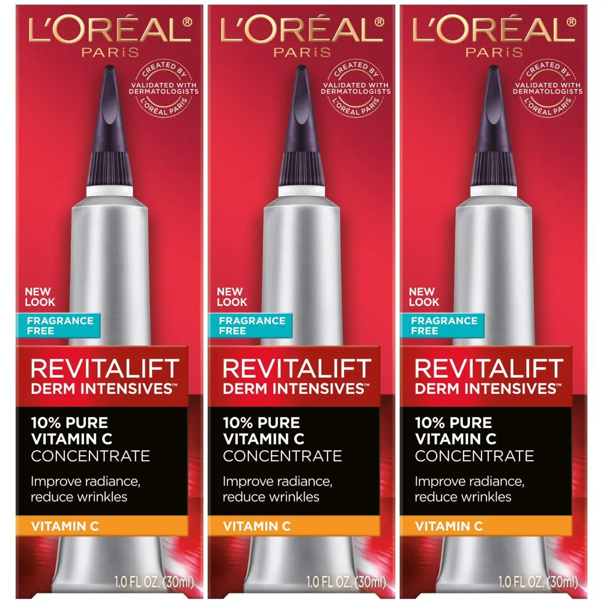 L`oreal Paris Revitalift Pure Vitamin C Concentrate Serum 1 fl oz 3 Pack