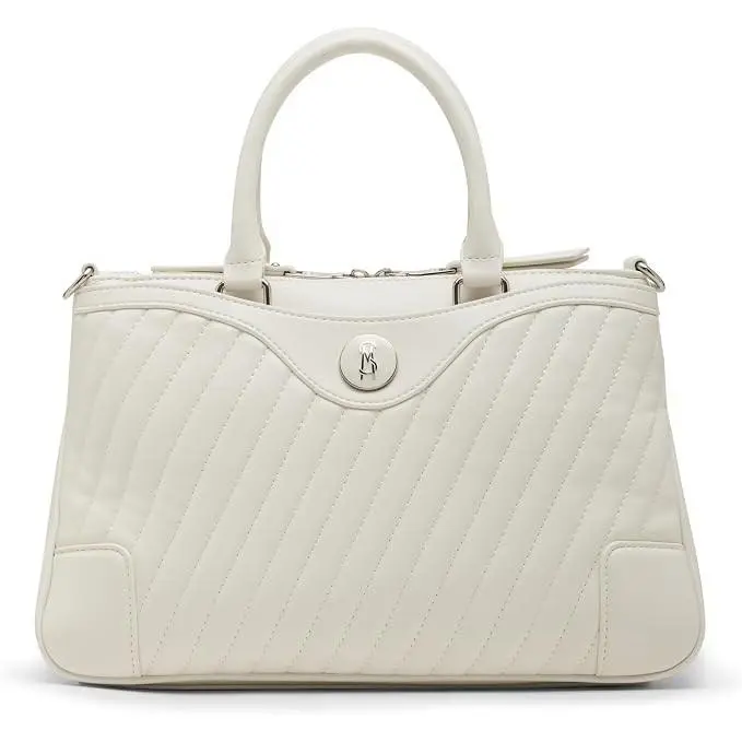 Steve Madden Womens Veera Diagonal Quilted Satchel - Chalk w/ Tag