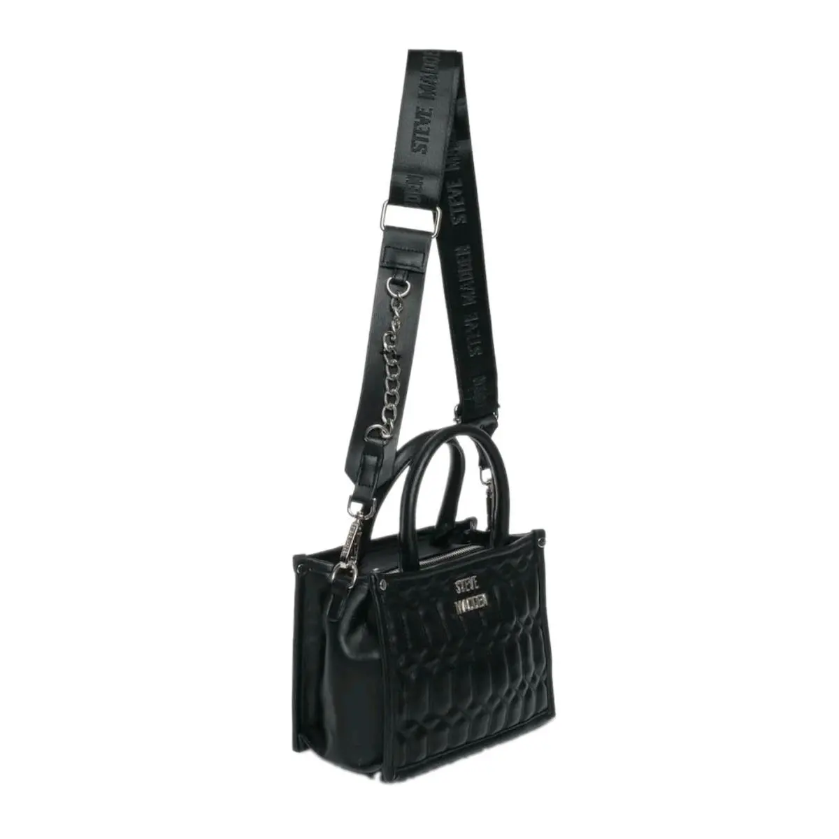 Steve Madden Bniko Black Quilted Leather Tim Tok Crossbody Bag