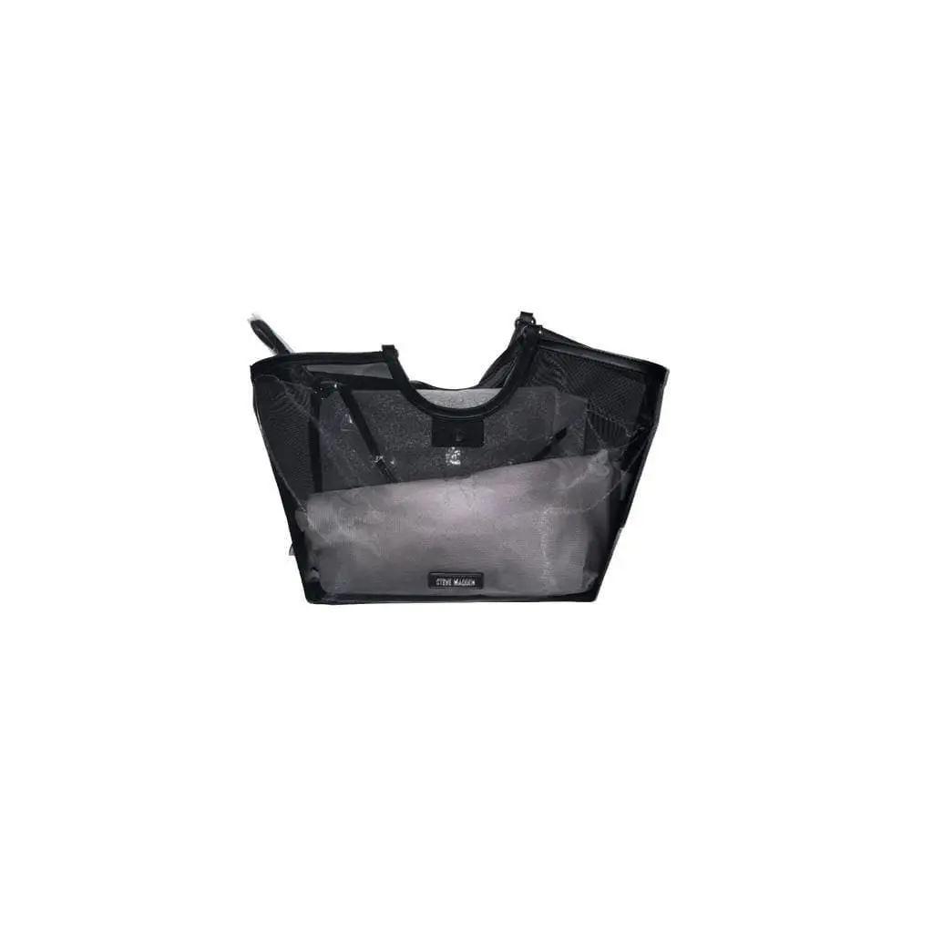 Steve Madden Balexi Black Mesh Tote Bag with Internal Pouch