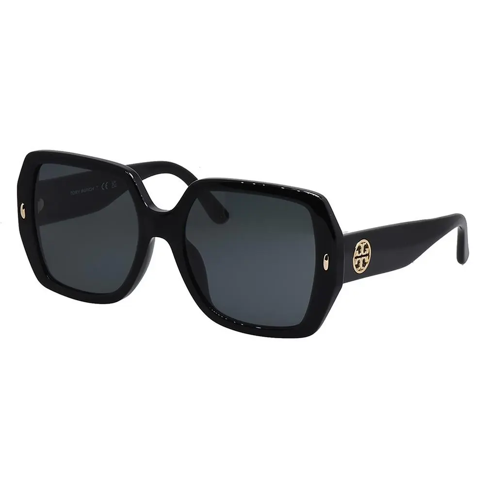 Tory Burch TY 7191U 170987 Black Plastic Square Sunglasses Grey Lens