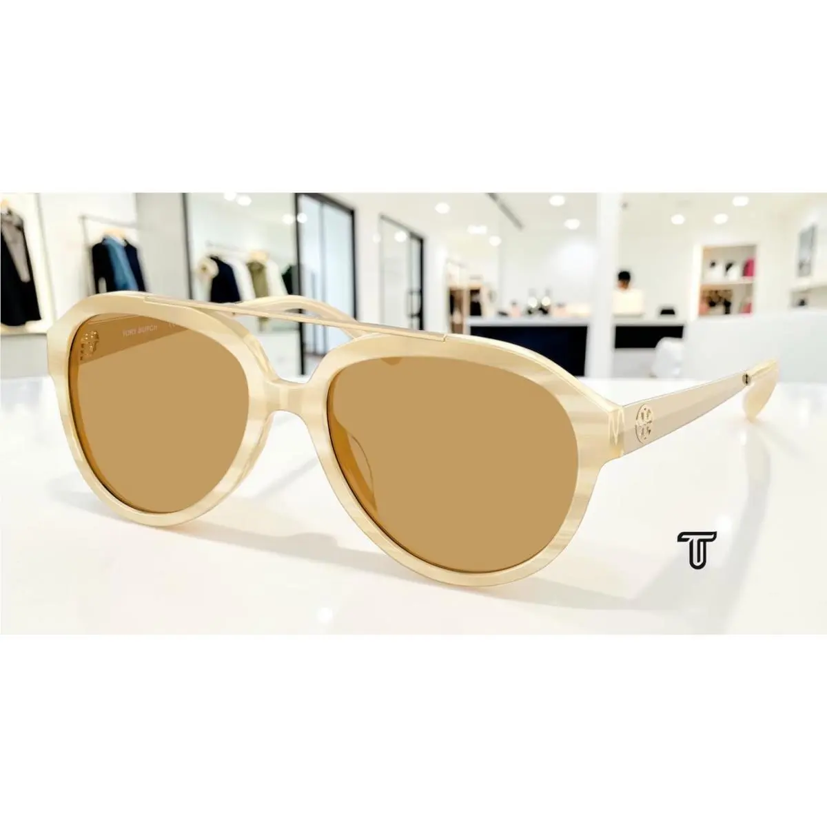 Tory Burch TY7230U 195073 Ivory Horn Ochre 56 mm Women`s Sunglasses