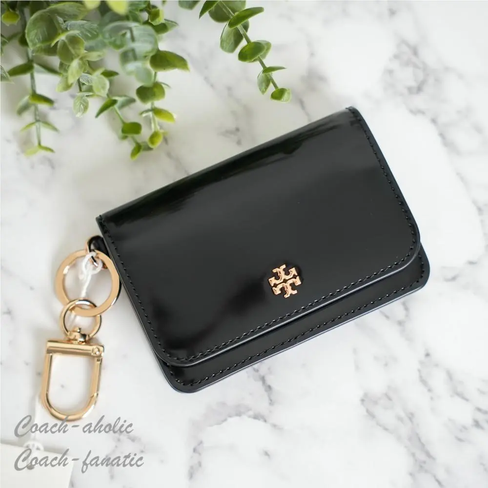 Tory Burch Emerson Smooth Leather Flap Card Case 176972 Black