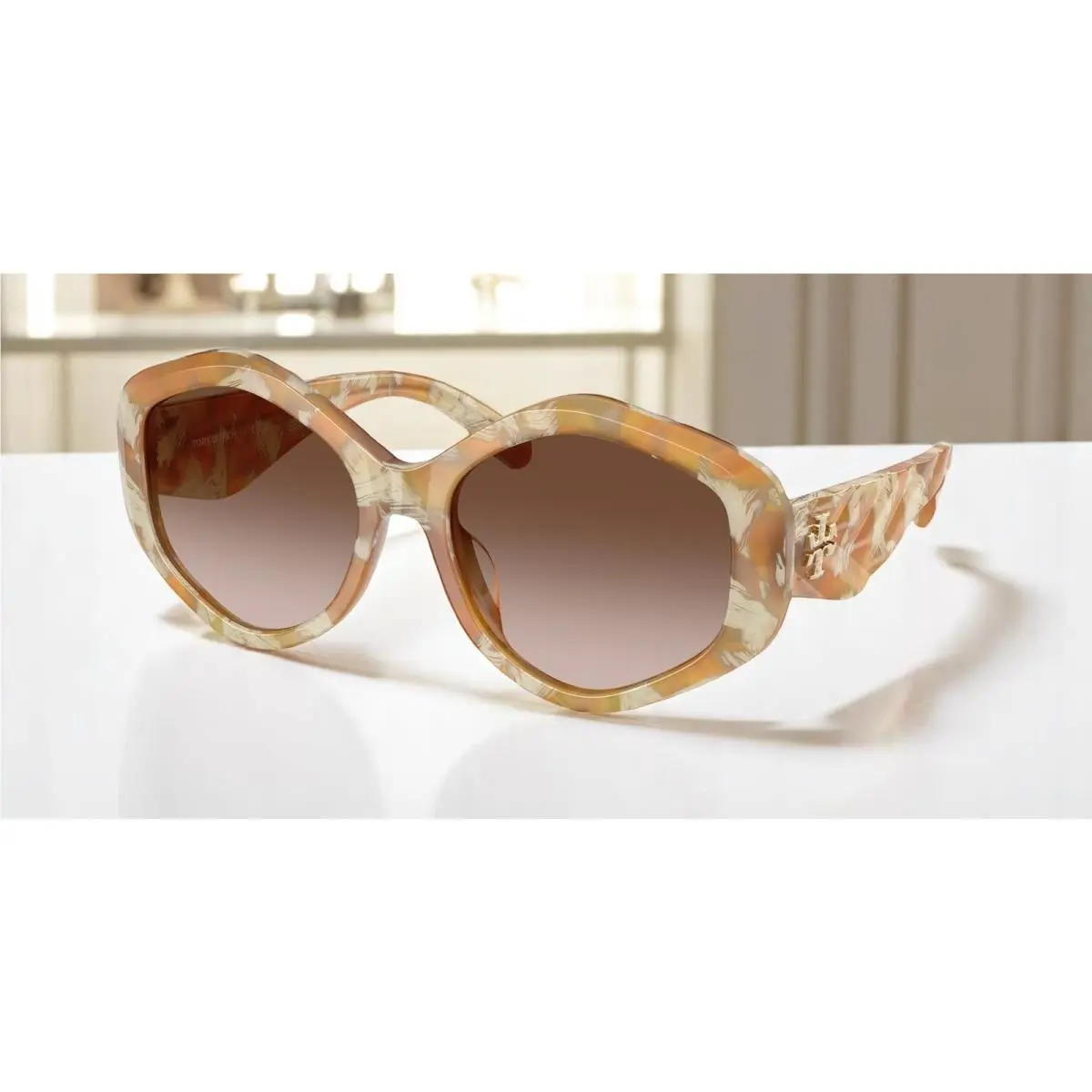 Tory Burch TY7217U 194913 Honey Tortoise Brown Gradient 55 mm Women`s Sunglasses