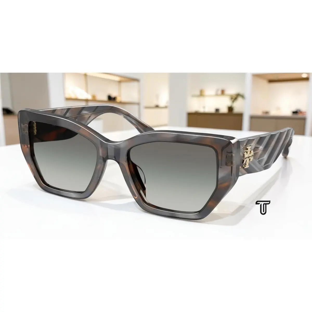 Tory Burch TY7187U 207111 Blue Smoke Tortoise Grey Grad 53 mm Women`s Sunglasses