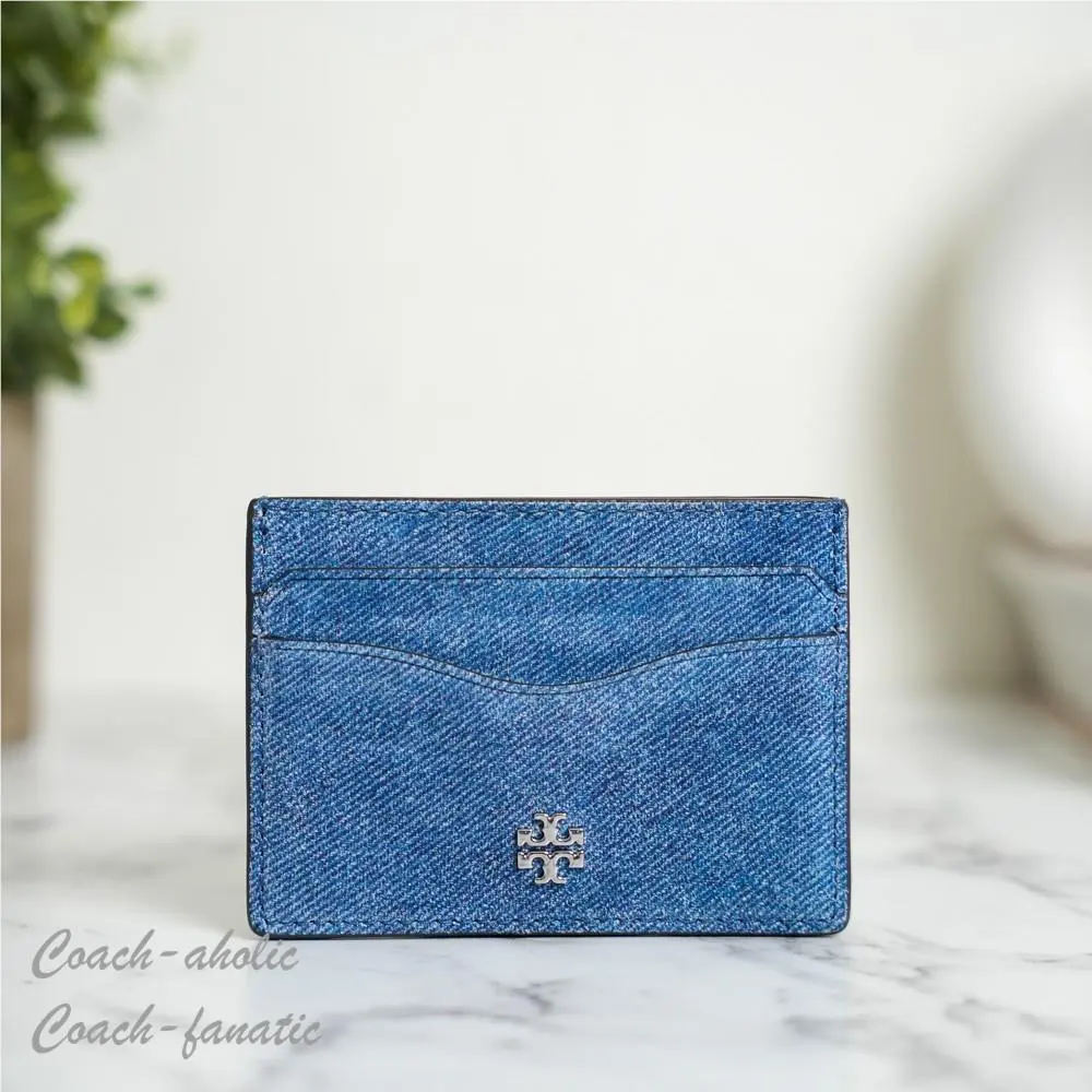 Tory Burch Emerson Slim Card Case in Dark Denim