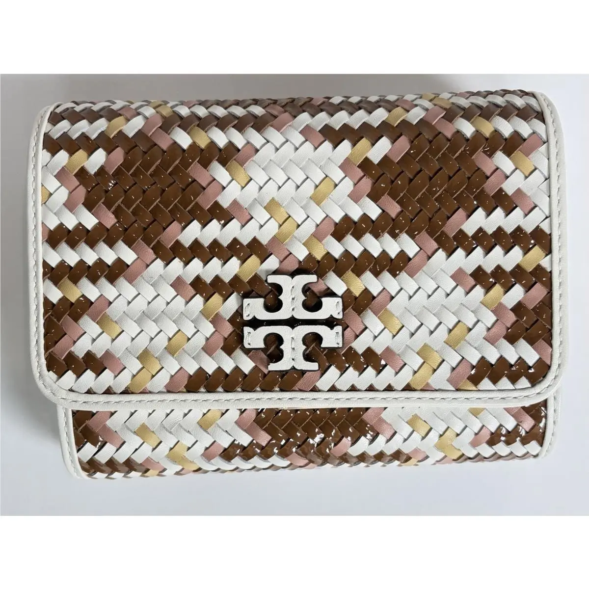 Tory Burch Britten Woven Chain Wallet Crossbody Multicolor