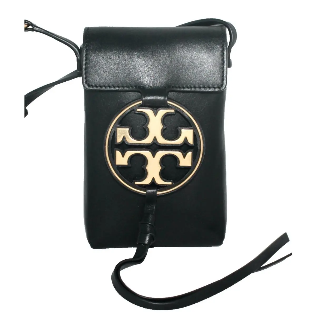 Tory Burch Miller Metal Phone Crossbody Black Leather Gold Hardware 61183-0919