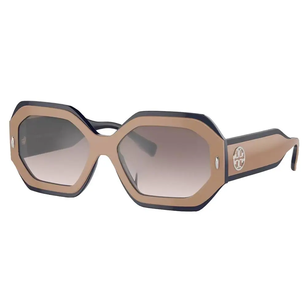 Tory Burch TY 7192U 19396I Navy Beige Plastic Sunglasses Grey Mirror Lens