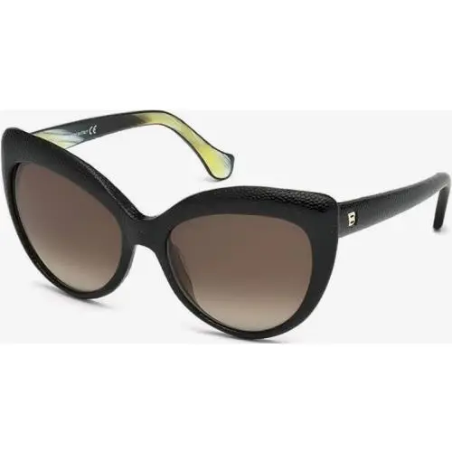 Balenciaga Sunglasses BA58 mt Blk Leather Horn / Gry Grad 56-17-140 BA58-05K