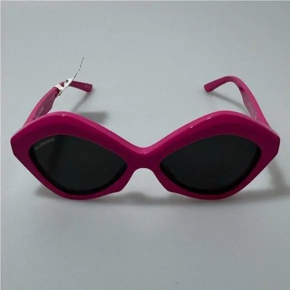 Balenciaga BB0125S 003 Power Cat Geometric Women`s Fashion Sunglasses Pink