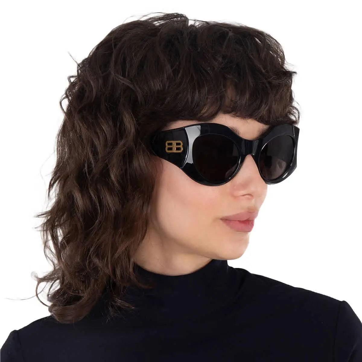 Balenciaga Grey Irregular Ladies Sunglasses BB0256S 001 56 BB0256S 001 56