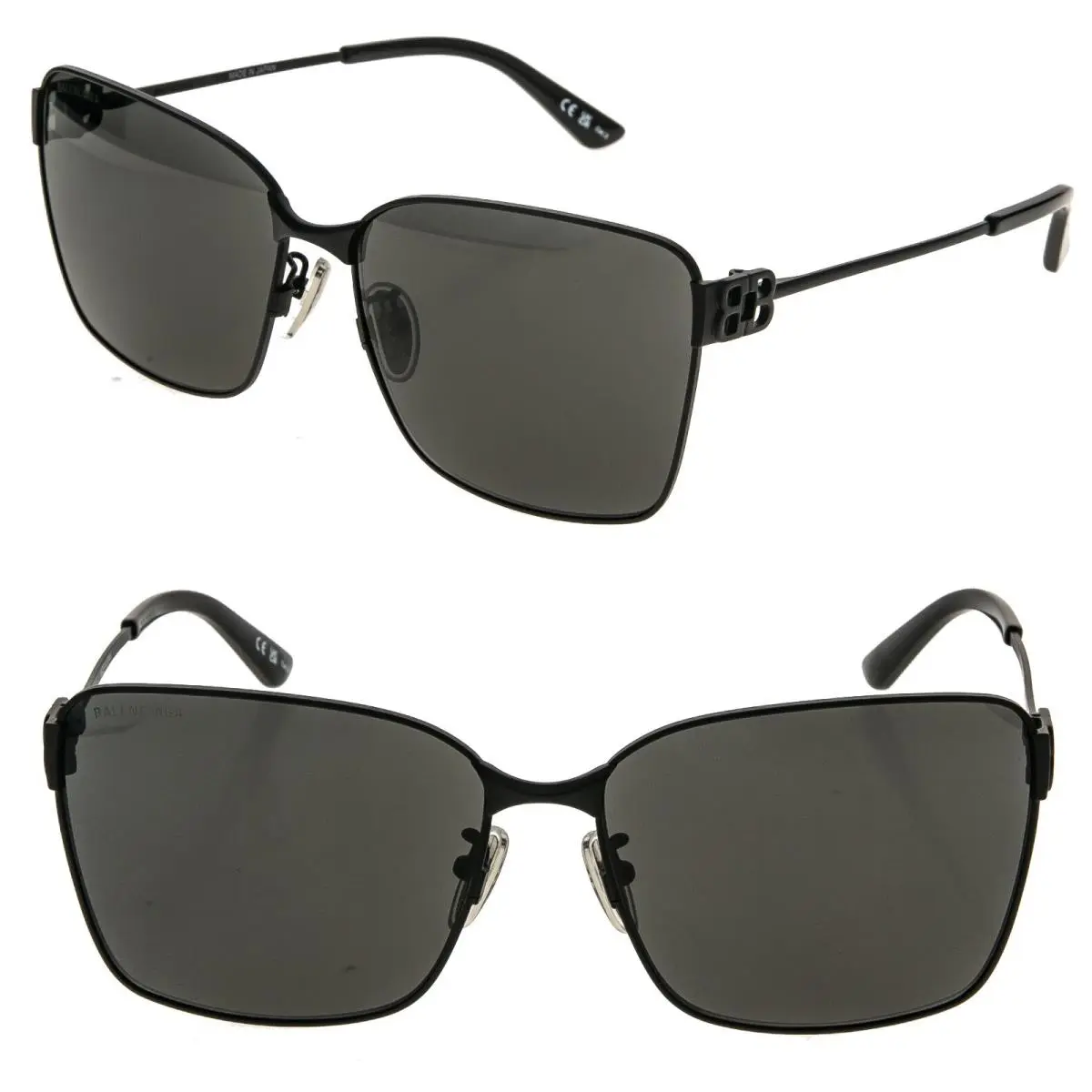 Balenciaga BB0338SK BB Logo 0338 Geometric Matte Black Metal Sunglasses 001