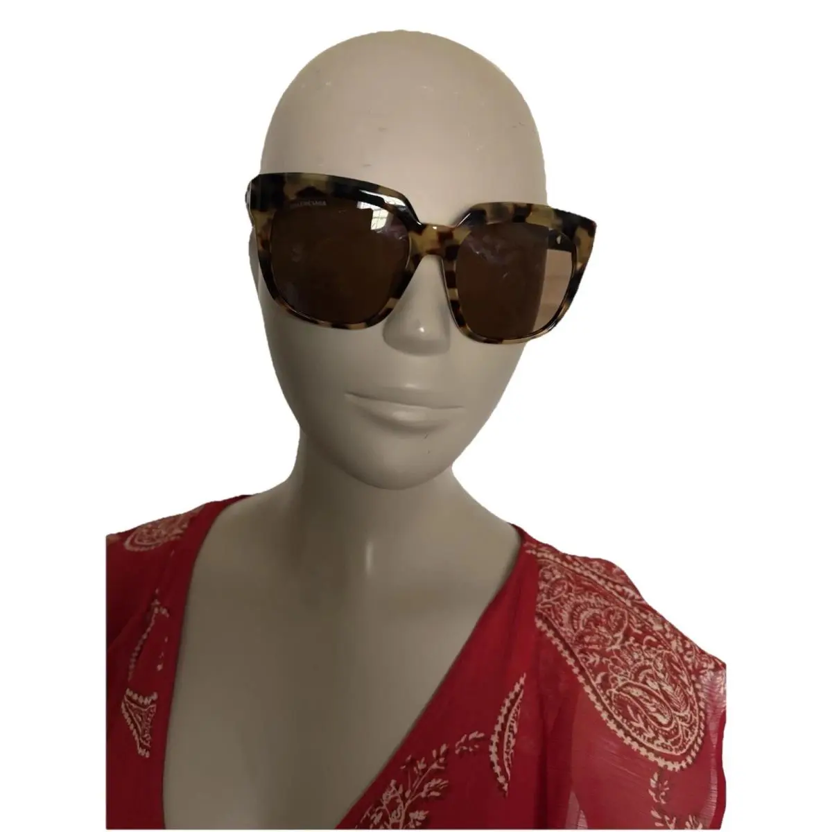 Balenciaga BB0025SA 005 Havana Tortoise Oversized Square Sunglasses 55mm