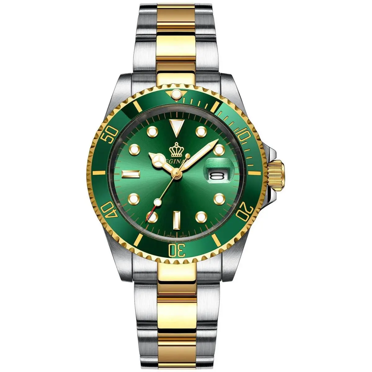 Fanmis Reloj De Lujo Con Bisel Giratorio Y Cristal De Zafiro En Dos Tonos Analogo
