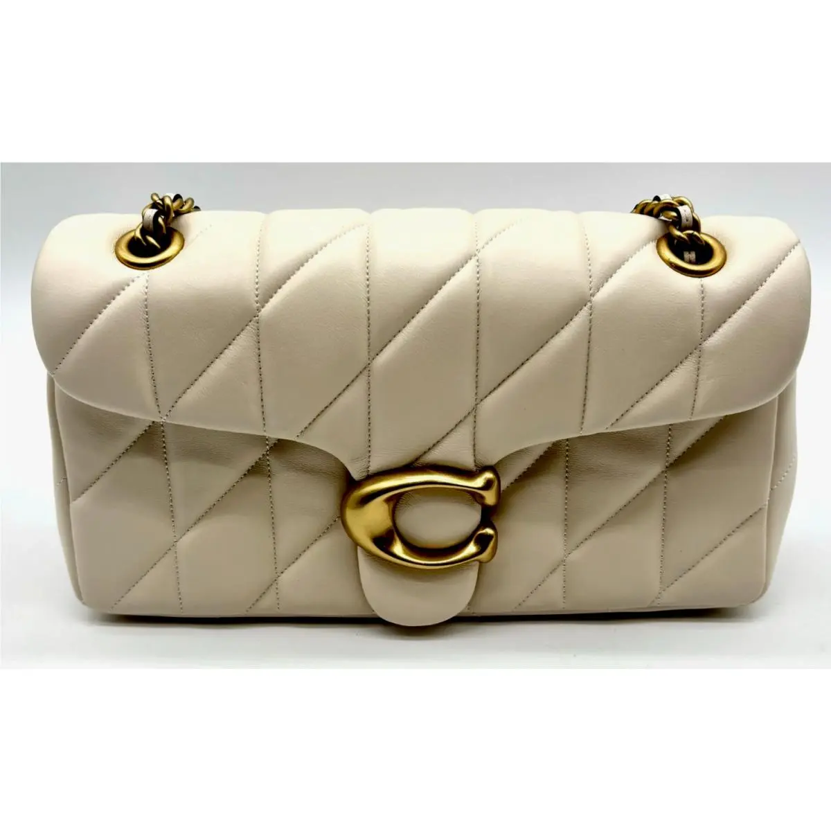 Coach Tabby Shoulder Bag 26 Quilted Chalk Leather Womens Handbag