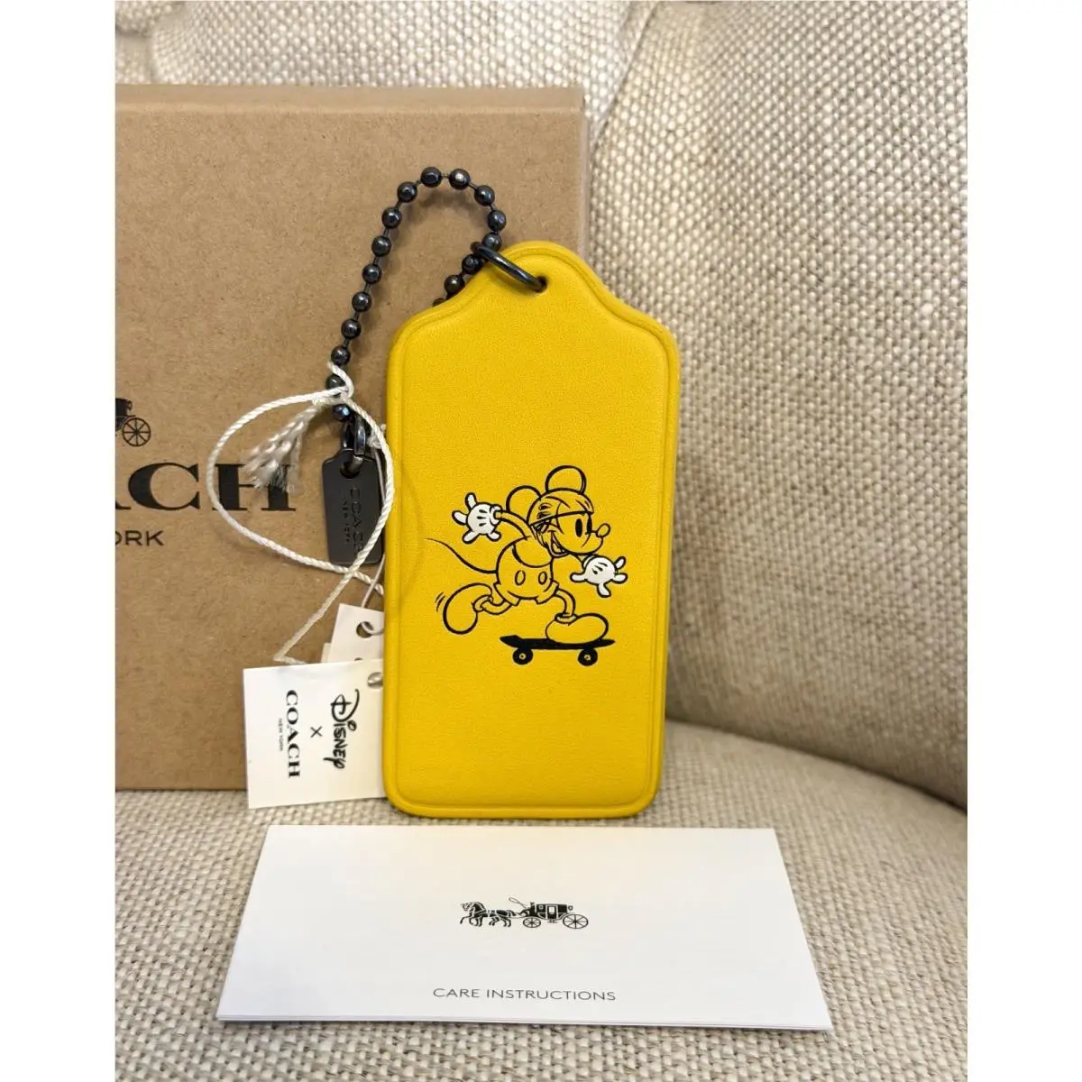 Coach Disney Mickey Mouse Skateboard Leather Fob Bag Charm Bag Tag Keycha