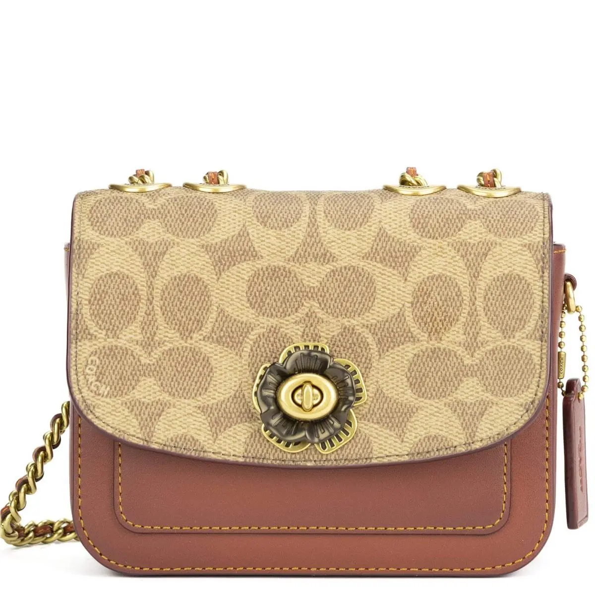 Coach Women`s Coated Canvas Signature Madison Shoulder Bag - Tan Rust