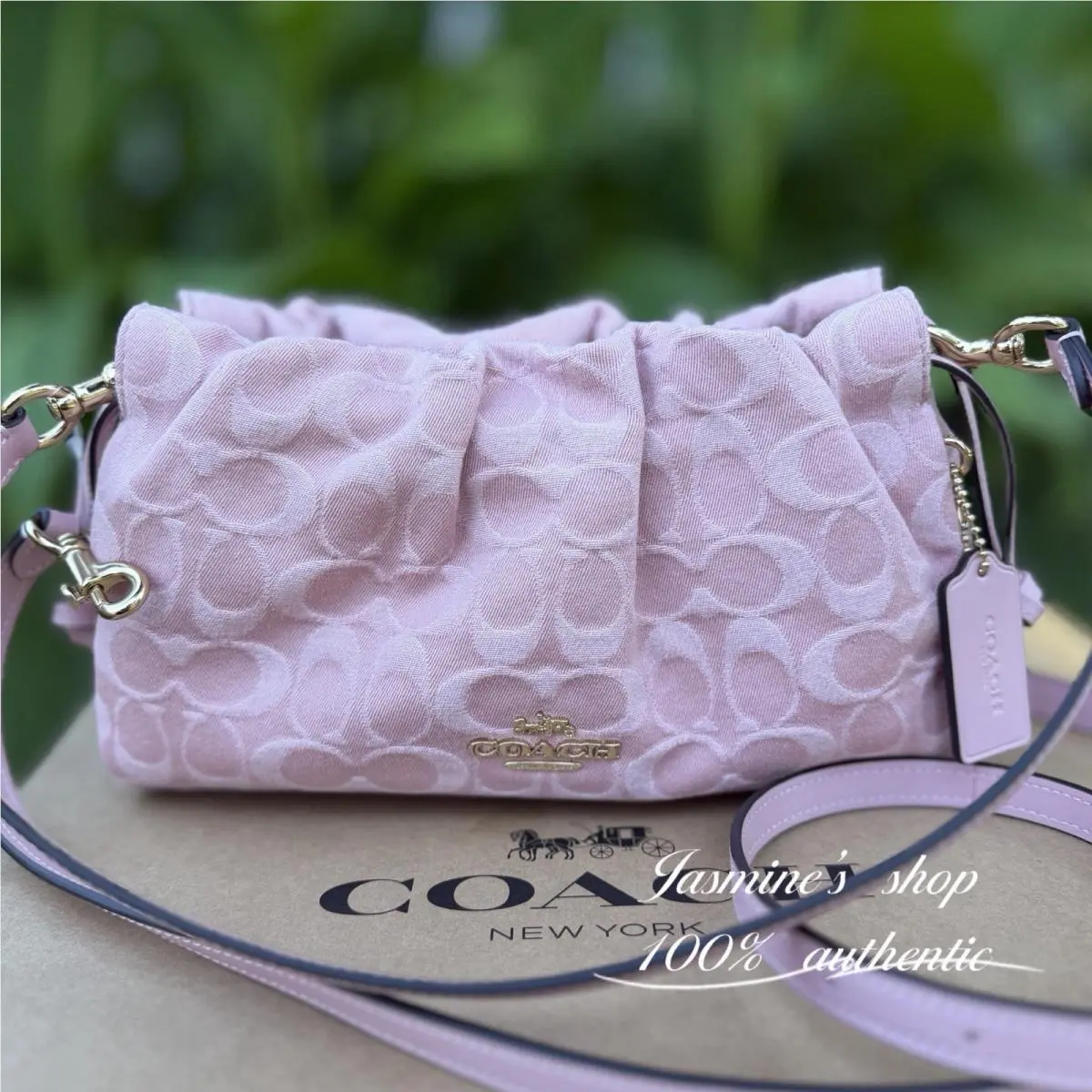 Coach Faye Shoulder Bag In Signature Denim CER68 Gold/ Light Pink