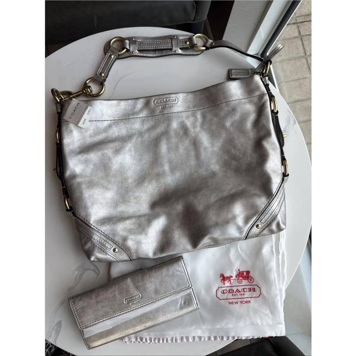 Vintage Coach Metallic Slim Carly Hobo Bag Slim Envelope Wall 11872 41365