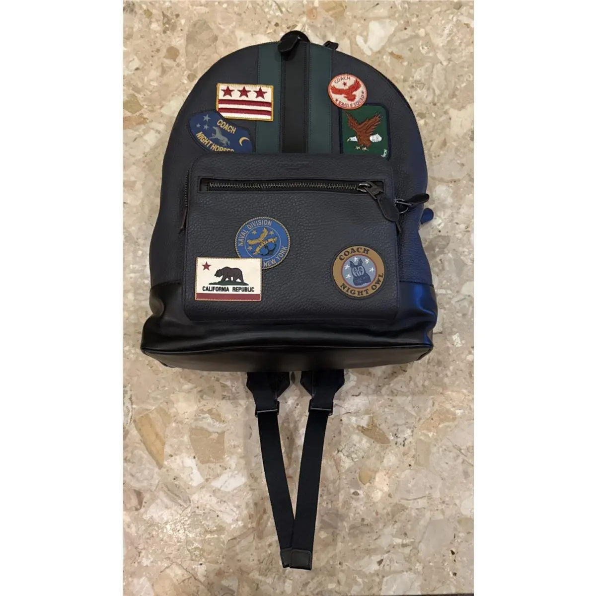 Coach West Backpack W/ Varsity Stripe Patches Black
