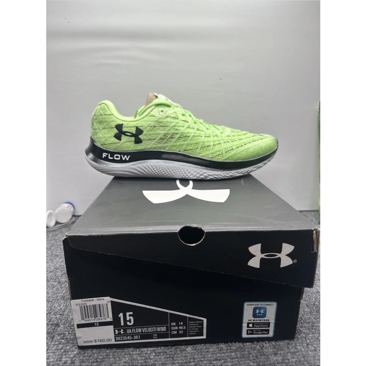 Size 15 - Under Armour Flow Velociti Wind Summer Lime