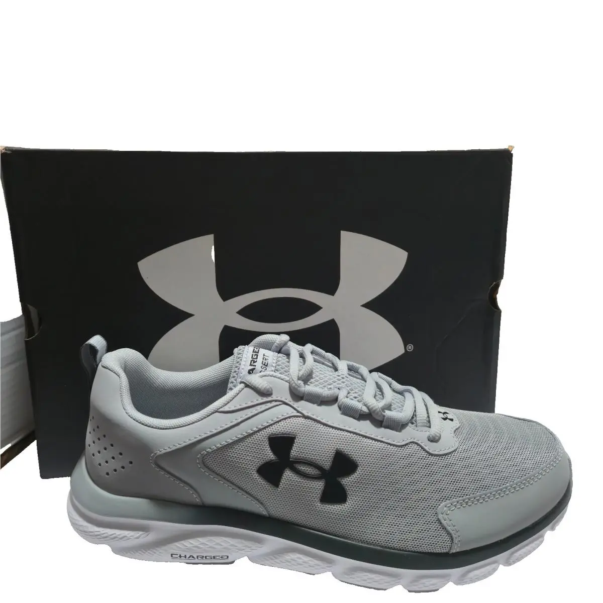 Under Armour Men Charged Assert 9 4E Extra Wide Running Shoes Mod Grey White 11