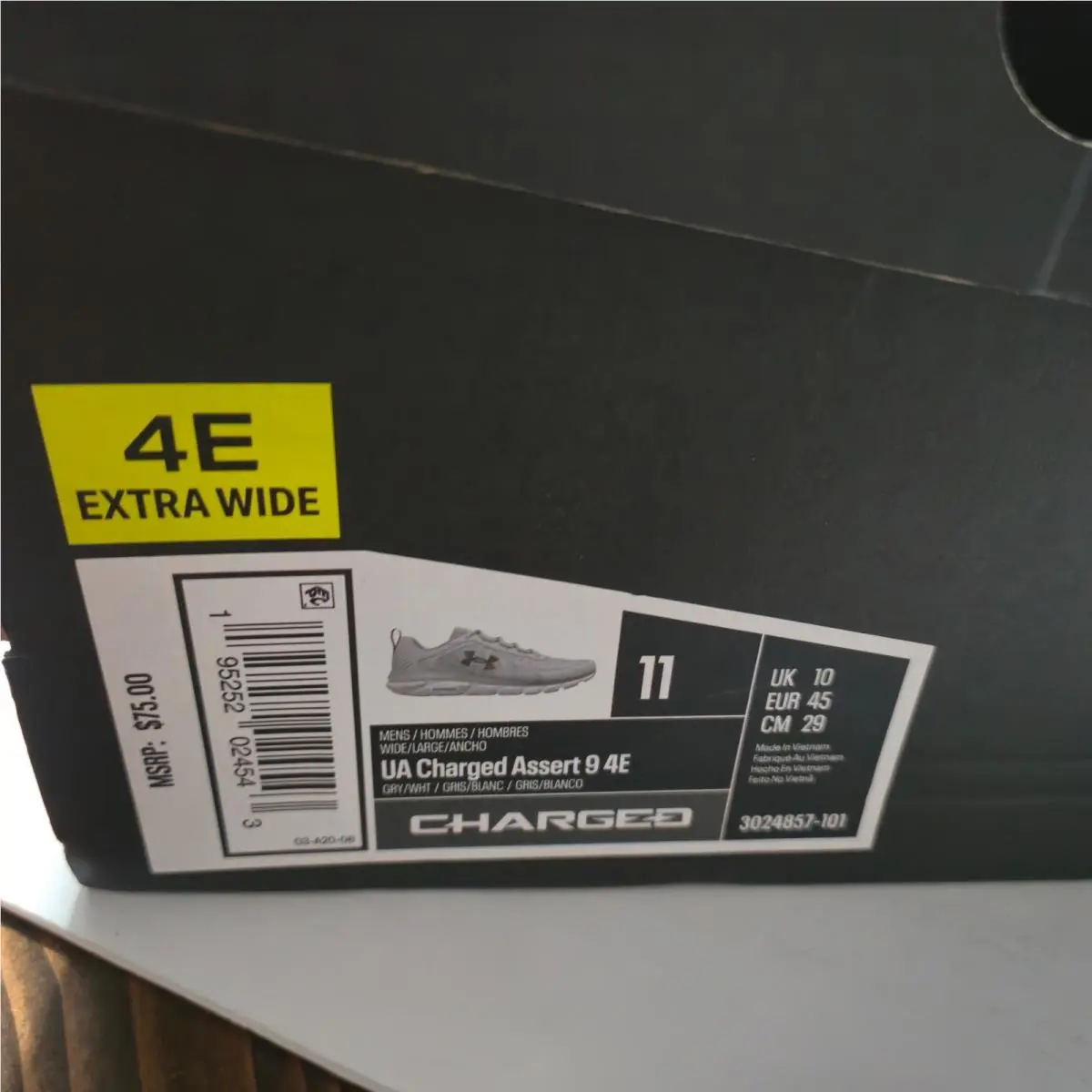 Under Armour shoes - Under Armour Charged Assert 9 4E Extra Wide - 3024857-101 - Gray 7